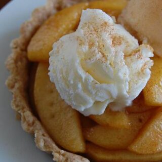 Apple Tarts with Quince Sorbet and Creme Fraiche Ice Cream