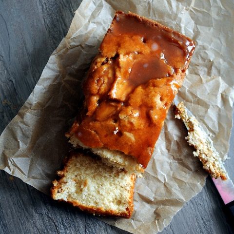 Apple Cider Caramel Glazed Pound Cake