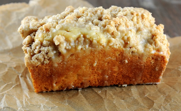 Eggnog NY Crumb Cake with Spiced Rum Glaze