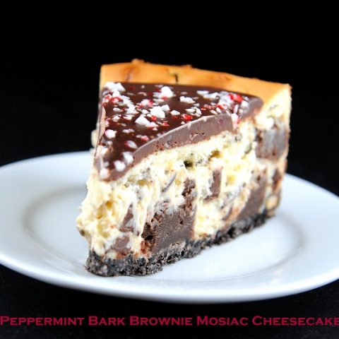 Peppermint Bark Brownie Mosaic Cheesecake