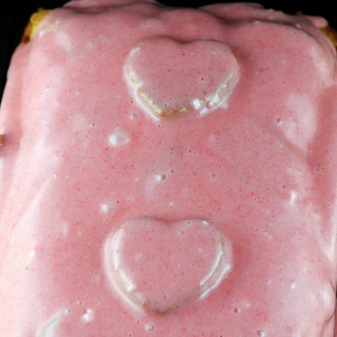 Valentine Vanilla Heart Pound Cake with Strawberry Milk Glaze