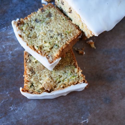 Zucchini Walnut Bread with Lemon Glaze