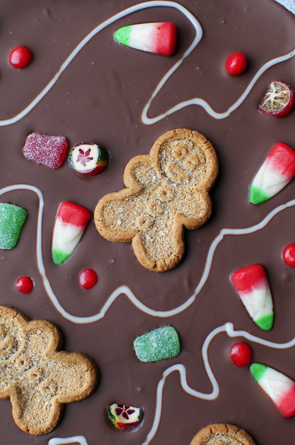 Close up shot of Gingerbread House Bark