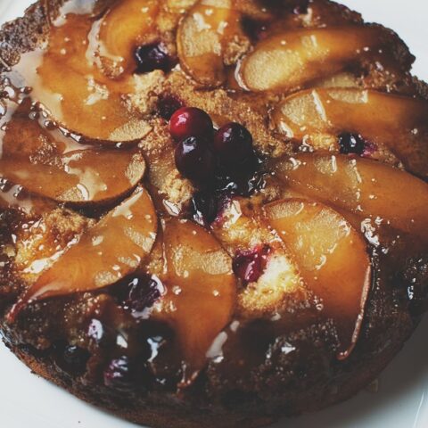 Pear Cranberry Upside-Down Cake