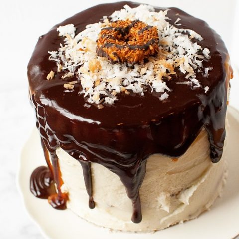 Samoas Mascarpone Filled Layer Cake