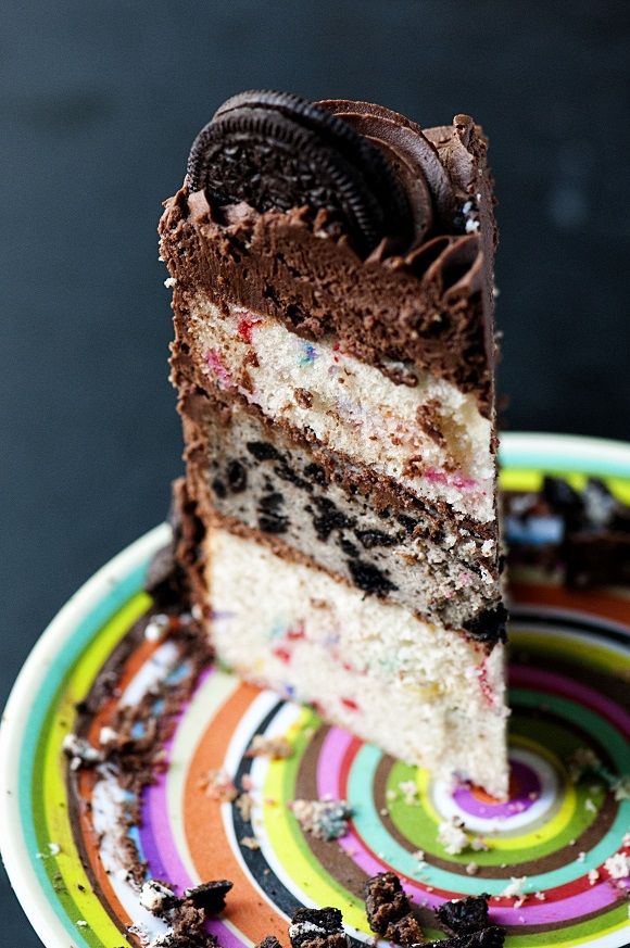 Cookies and Cream Birthday Sprinkle Overload Cake 