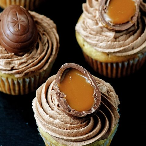 Cadbury Caramel Egg Banana Cupcakes