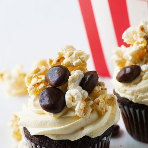 Popcorn and Milk Dud Cupcakes