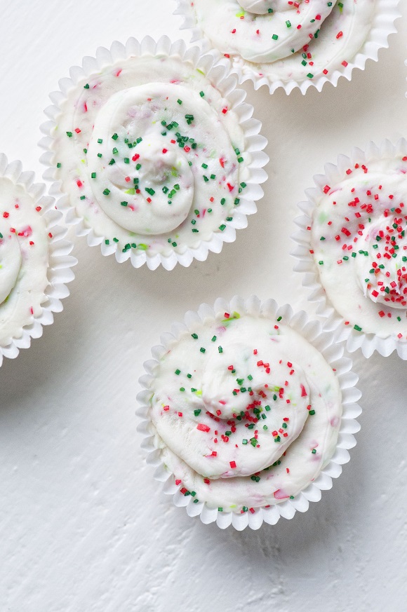 Overhead shot of the sprinkles on the Sugar Cookie Dough Truffle Cups