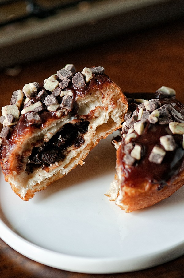 Cut open Thin Mint Donut 