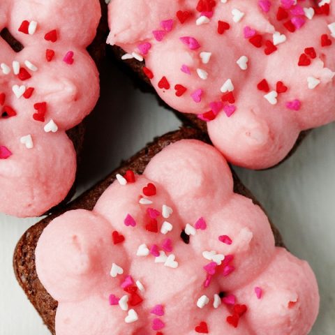 Cinnamon Brownies with Red Hot Infused Buttercream Frosting