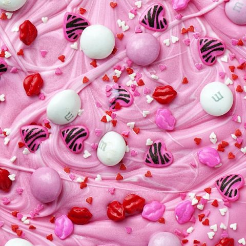 Strawberry Shortcake M&M Valentine Candy Bark