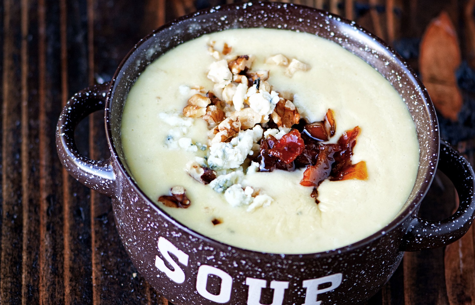 Pear Onion and Gorgonzola Soup