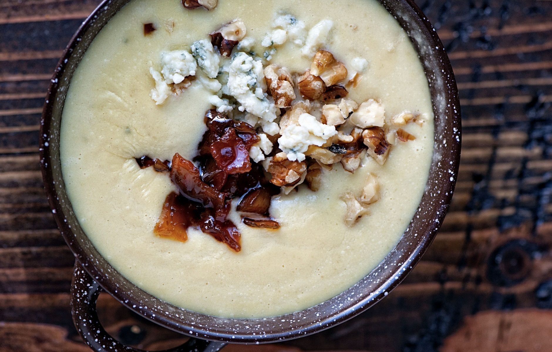 Pear Onion and Gorgonzola Soup