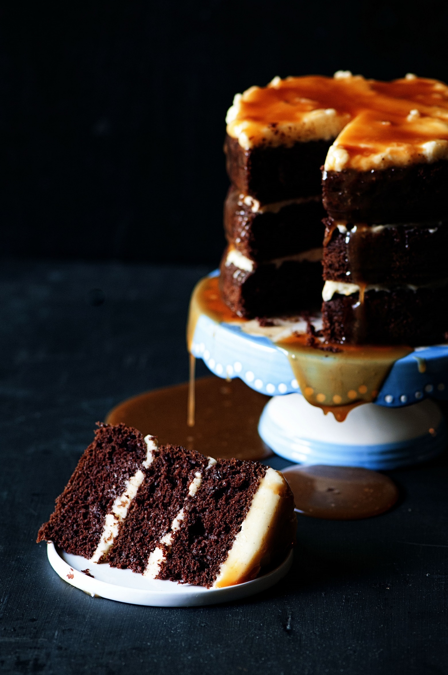 Irish Car Bomb Layer Cake With slice out 