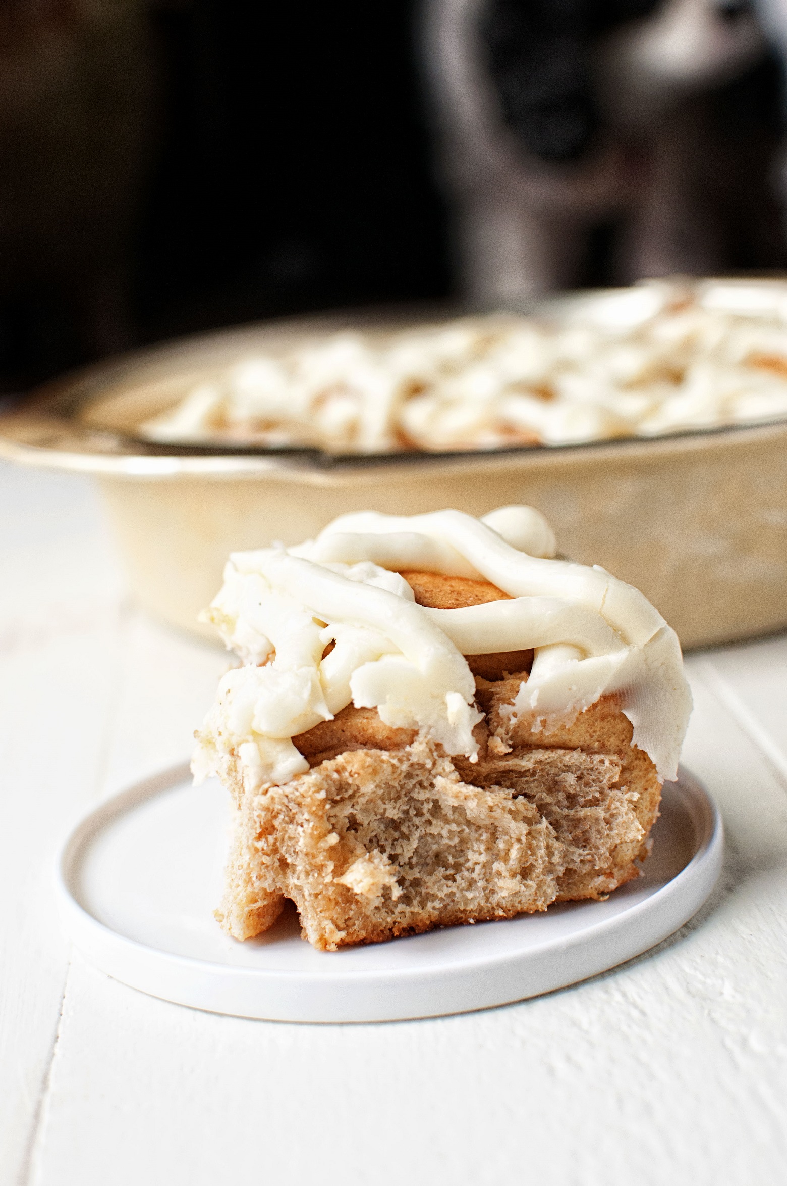 Side view Key Lime Pie Sweet Rolls on a plate