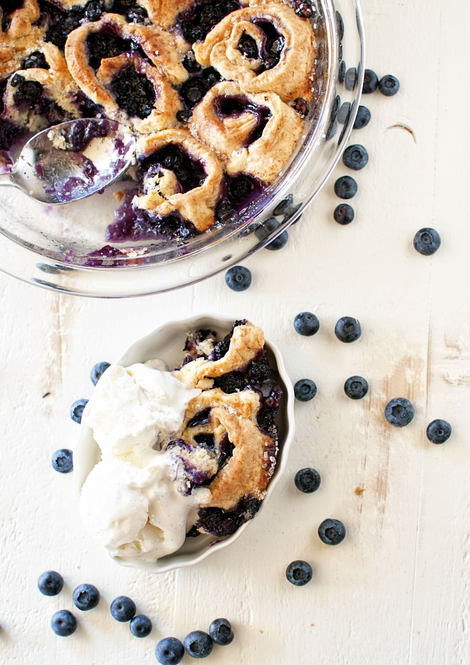 Overhead view of Blueberry Limoncello Cobbler