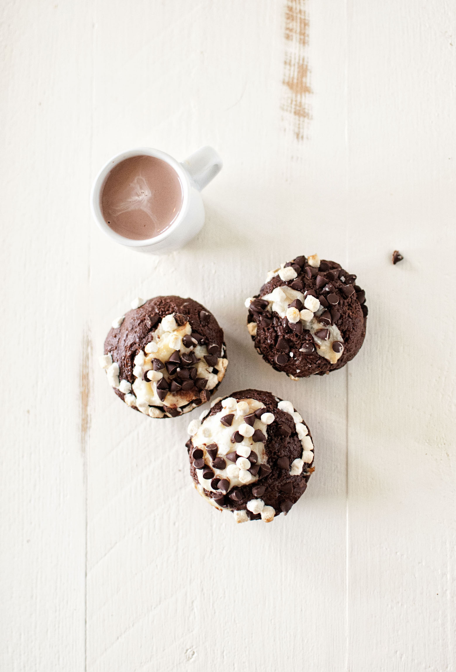 Hot Chocolate Marshmallow Cream Cheese Muffins