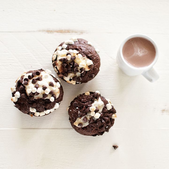 Hot Chocolate Marshmallow Cream Cheese Muffins