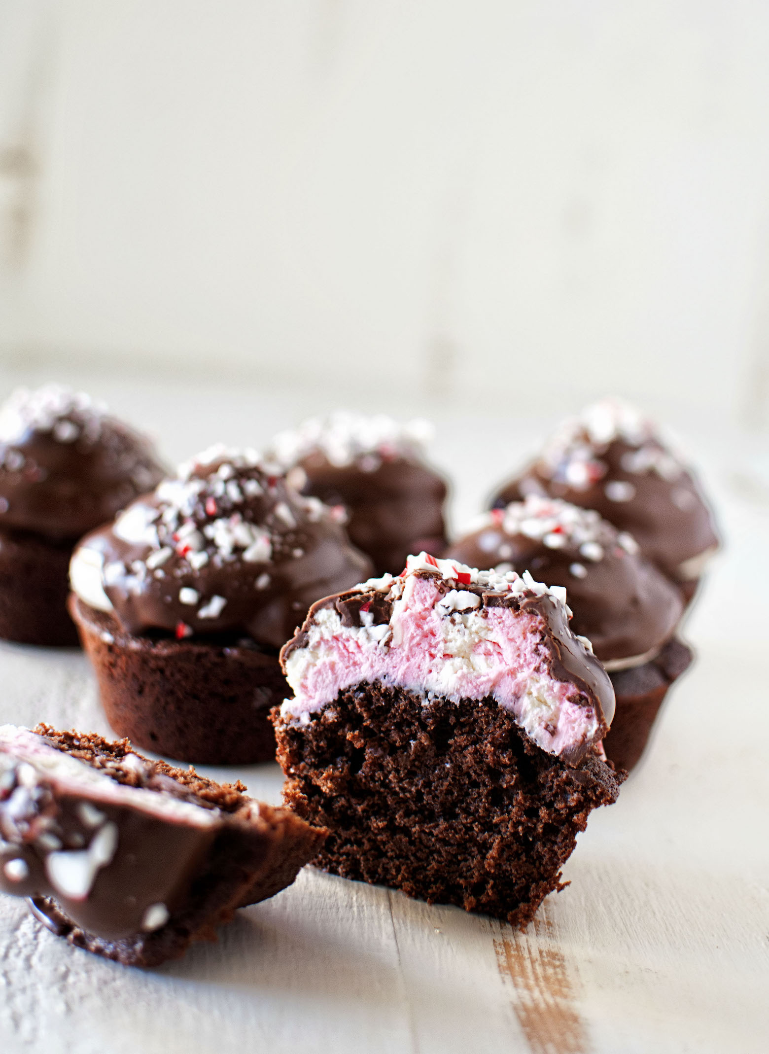 Chocolate Dipped Chocolate Peppermint Cupcakes