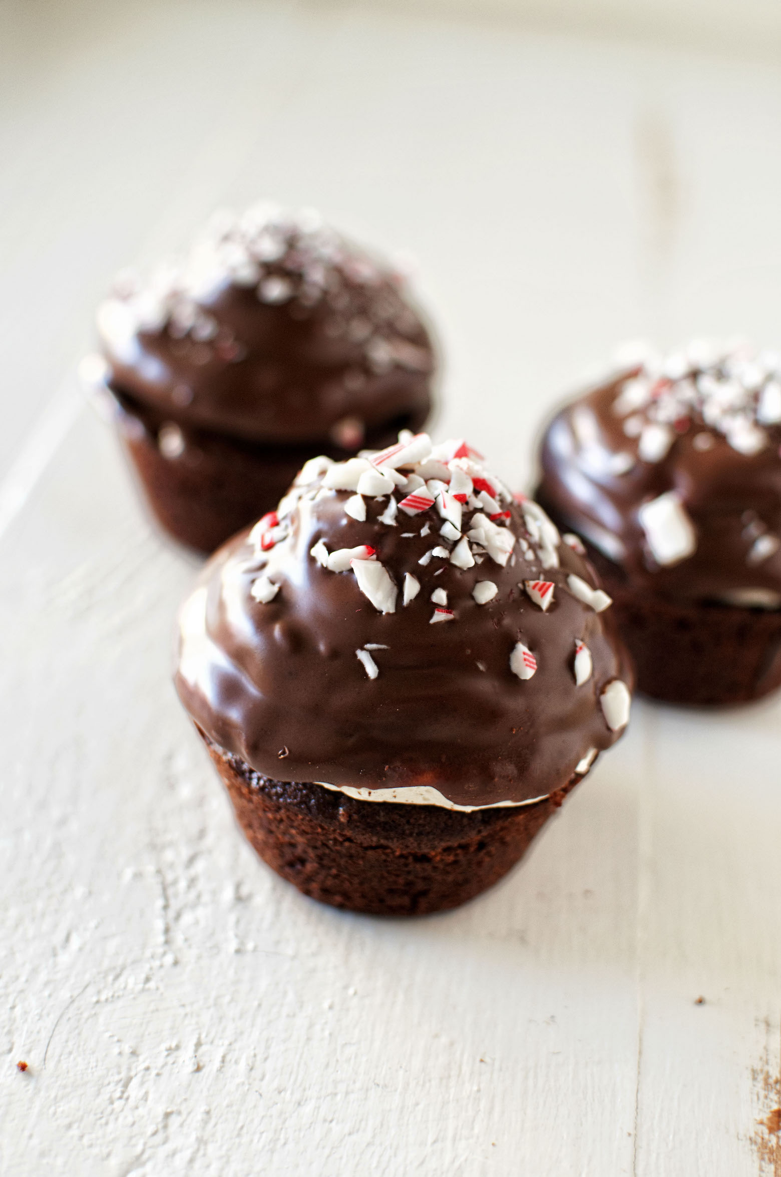 Chocolate Dipped Chocolate Peppermint Cupcakes