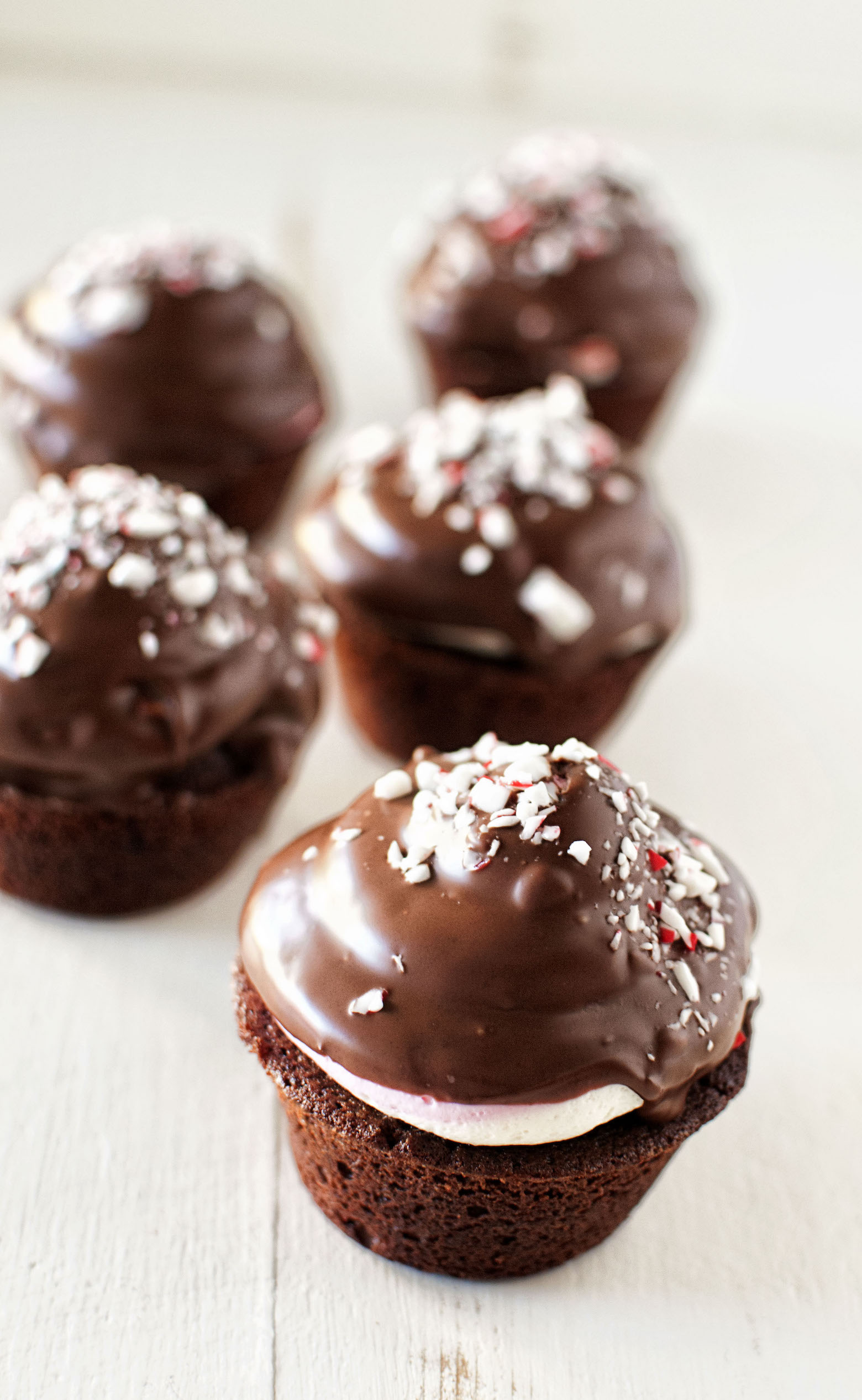 Chocolate Dipped Chocolate Peppermint Cupcakes
