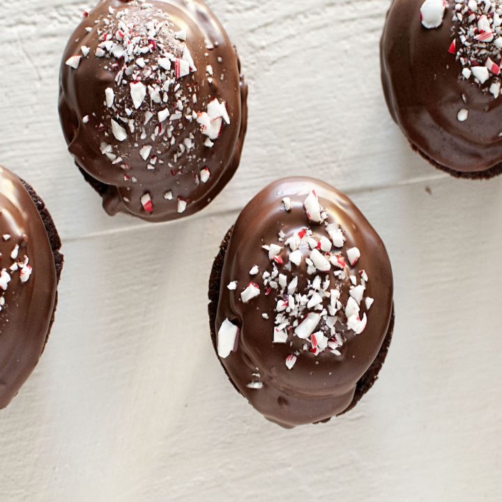 Chocolate Dipped Chocolate Peppermint Cupcakes