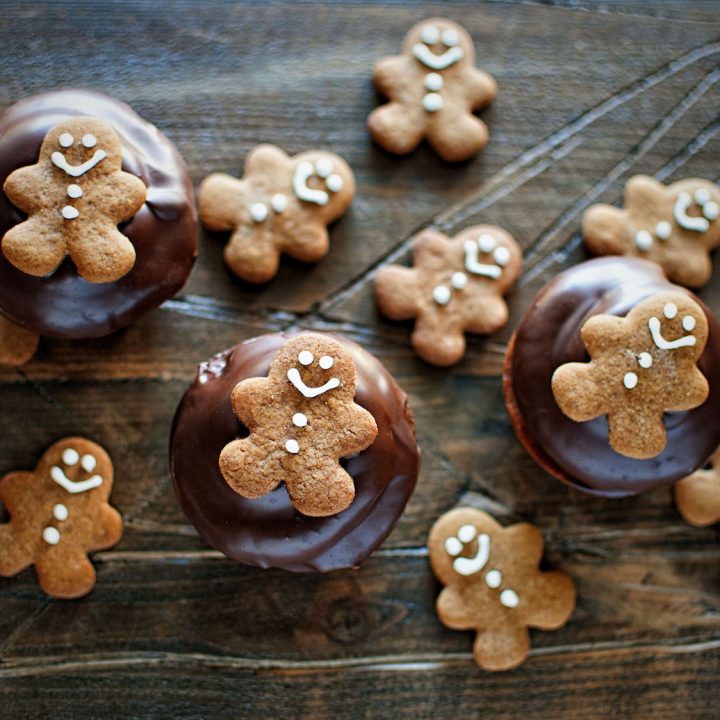 Chocolate Dipped Gingerbread Cupcake with Orange Swiss Meringue Buttercream