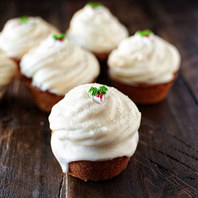 Eggnog Cupcake with Spiced Rum Caramel Buttercream