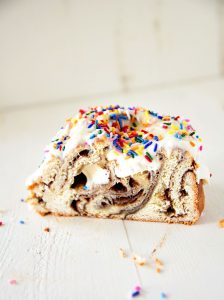 Giant Cinnamon Roll with Cake Batter Frosting