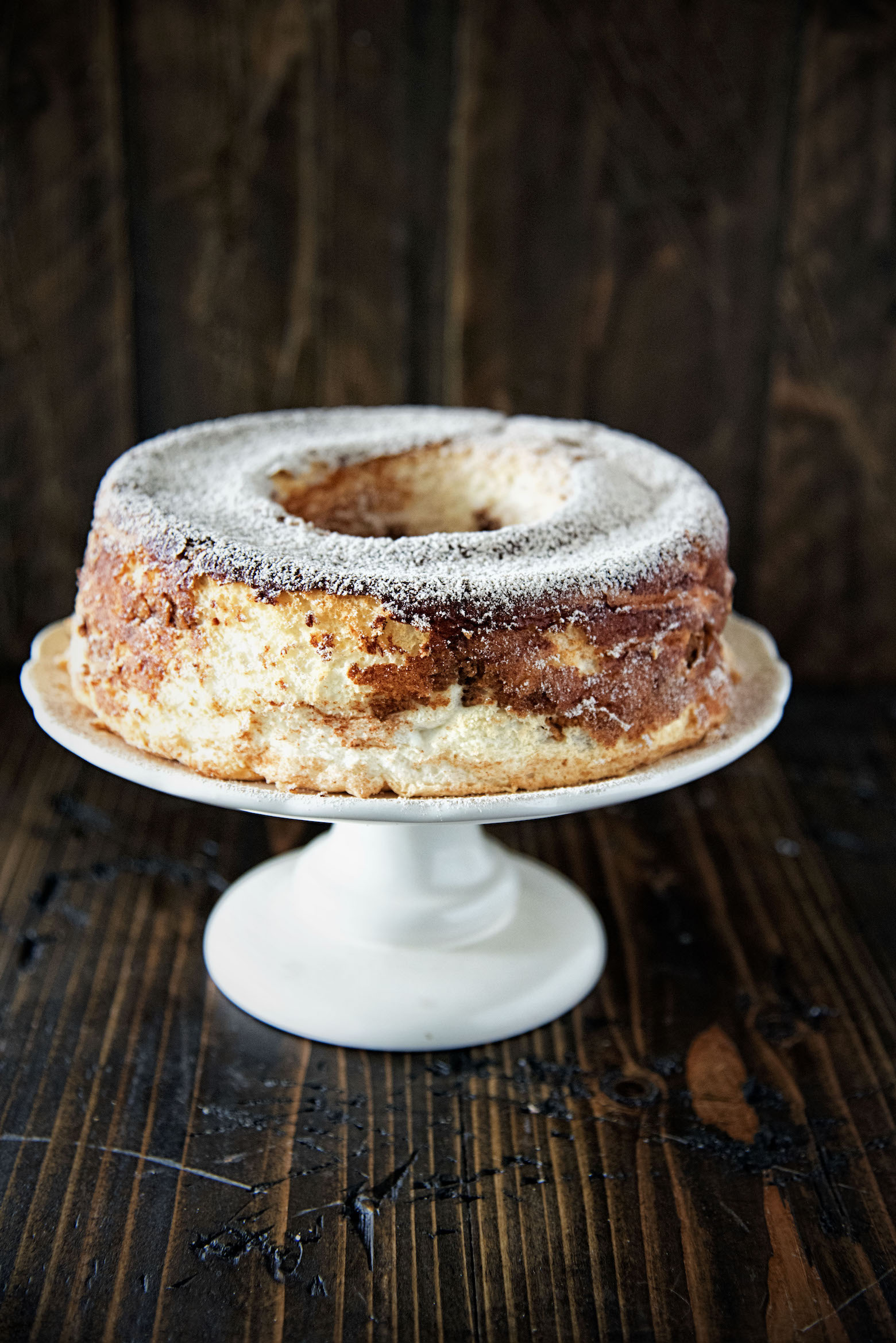 Side view Snickerdoodle Angel Food Cake