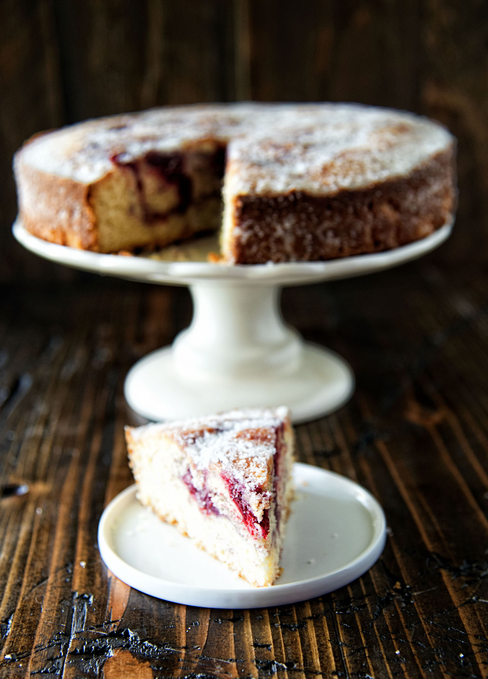 Sweet Corn and Berry Sugared Donut Cake