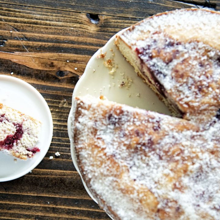 Sweet Corn and Berry Sugared Donut Cake