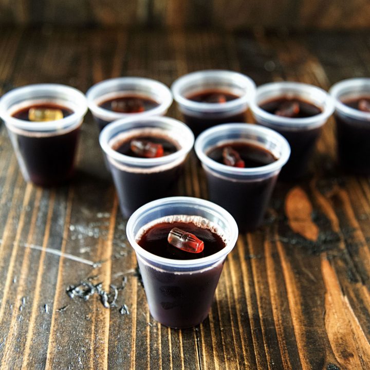 Black Cherry Spiced Rum and Coke Jell-O Shot