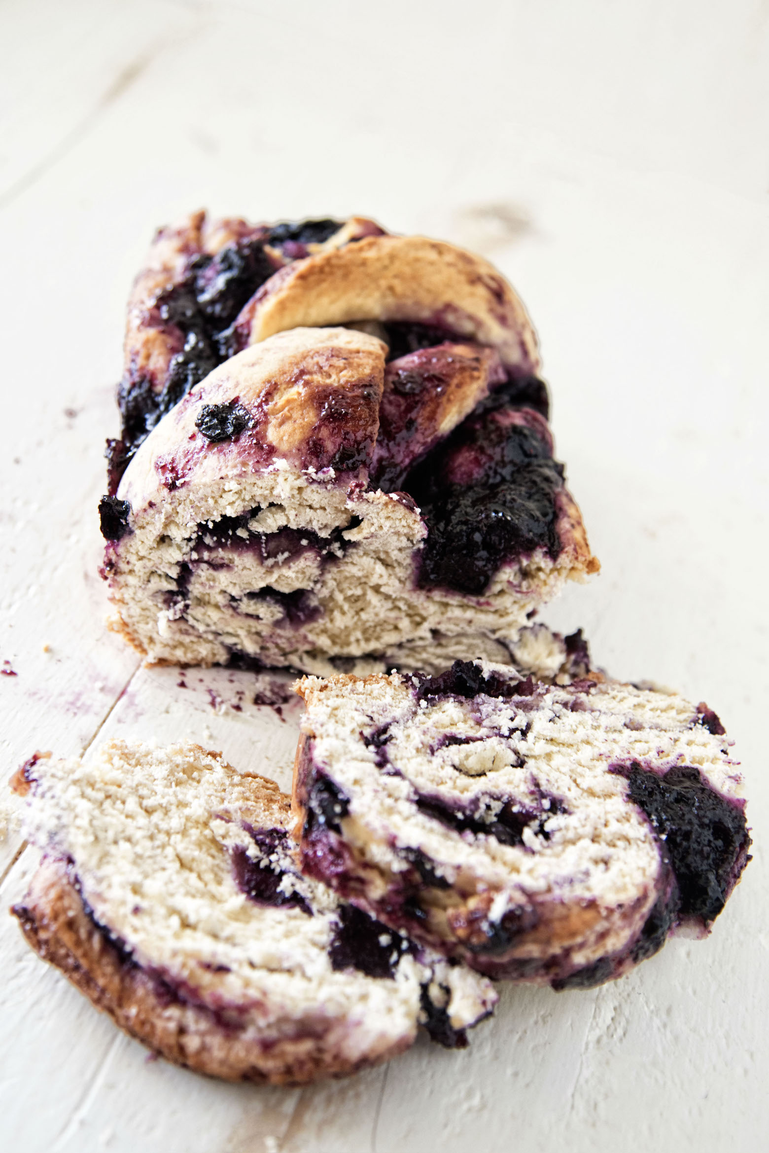 SIde view of Blueberry Lemonade Babka