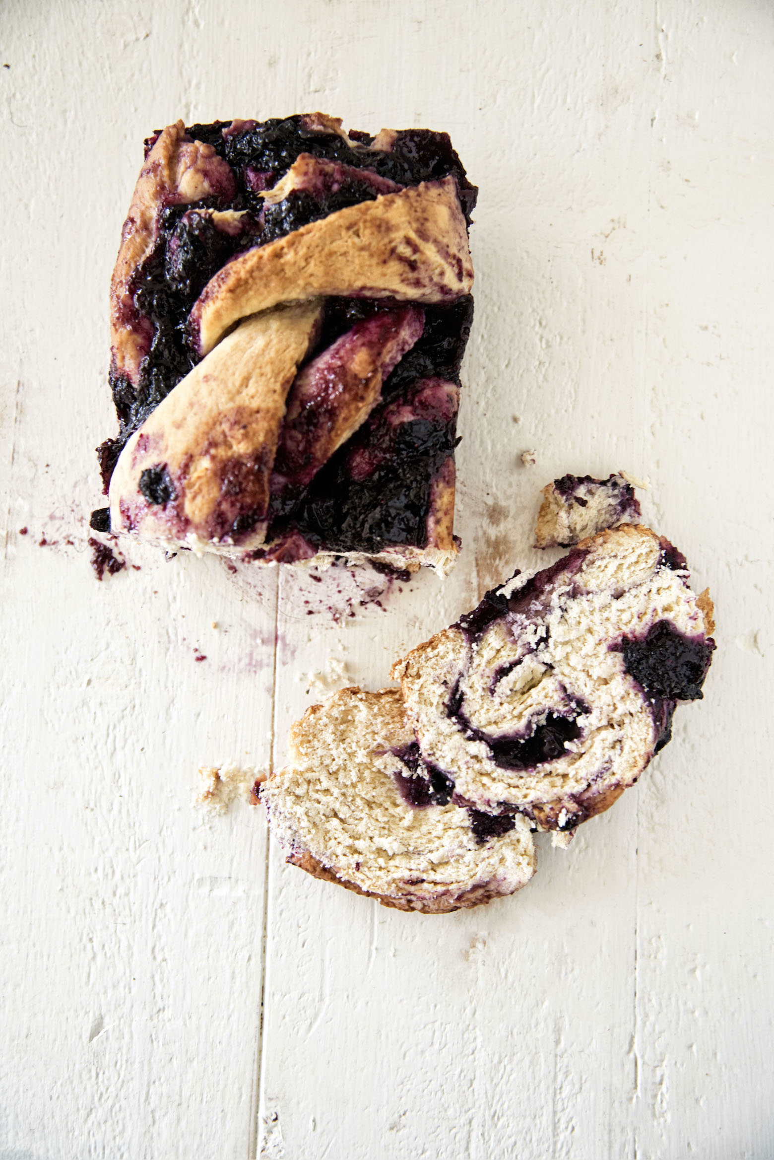 overhead shot of Blueberry Lemonade Babka