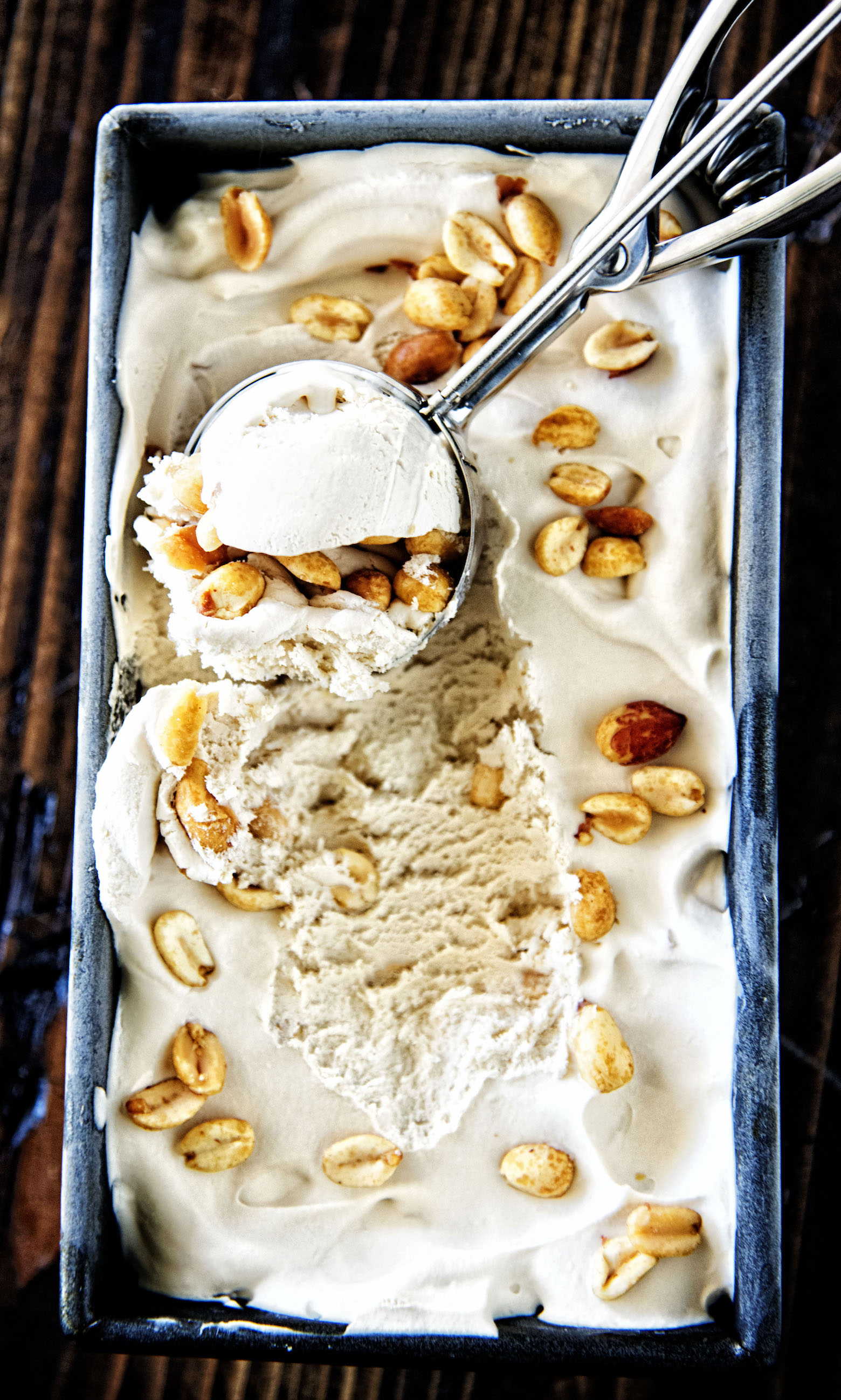 Overhead shot of Coke and Salted Peanut No Churn Ice Cream