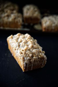 Bourbon Glazed Brown Butter Crumb Topped Pumpkin Cake