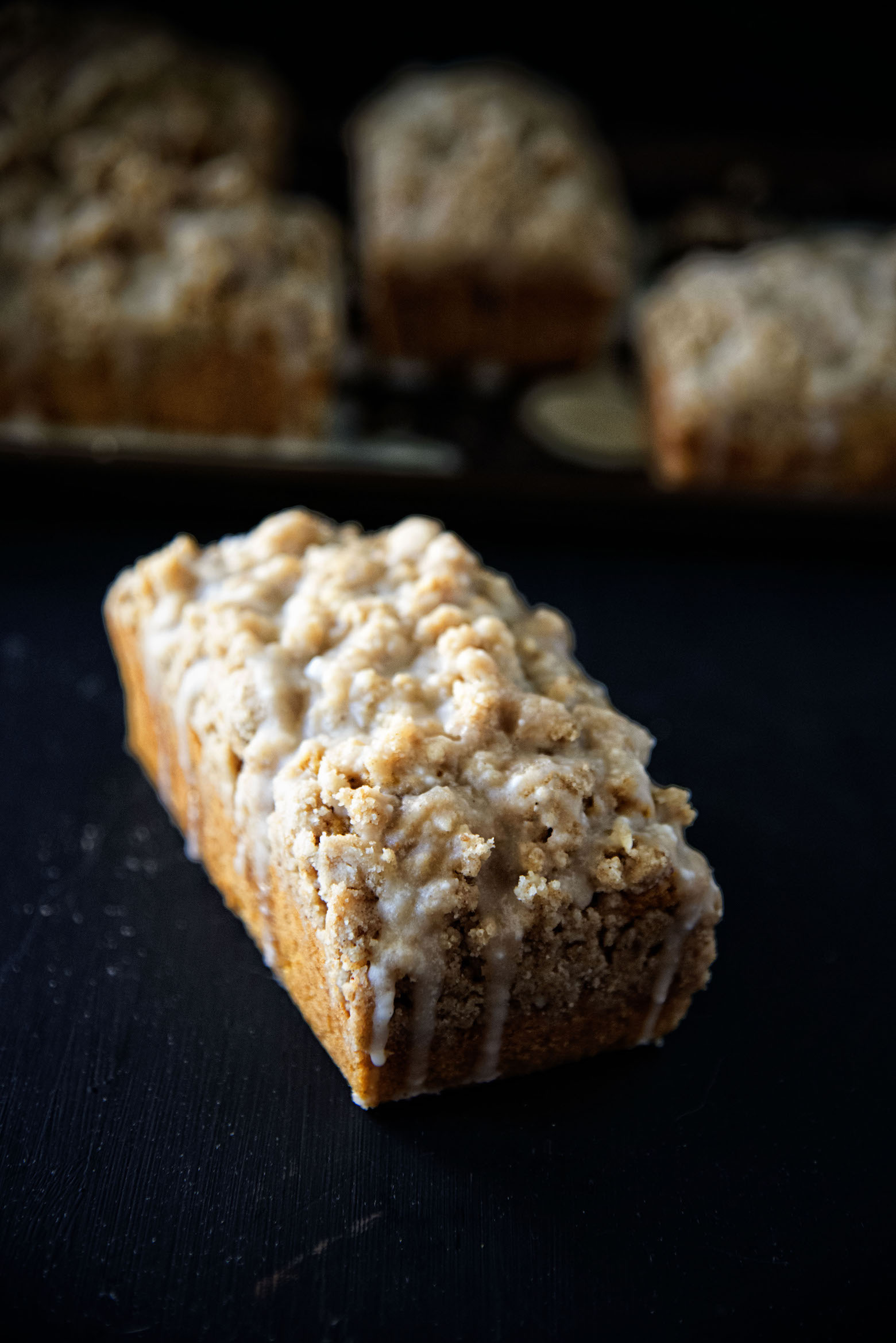 Bourbon Glazed Brown Butter Crumb Topped Pumpkin Cake