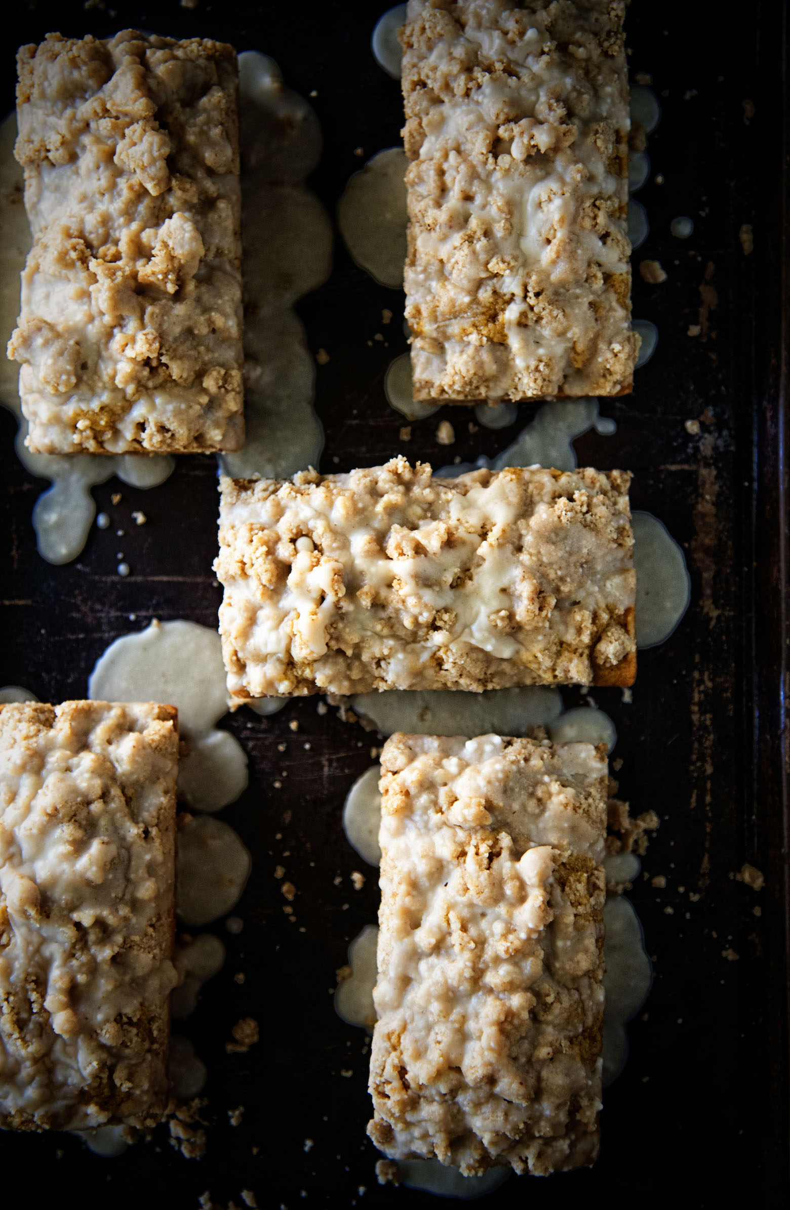 Bourbon Glazed Brown Butter Crumb Topped Pumpkin Cake