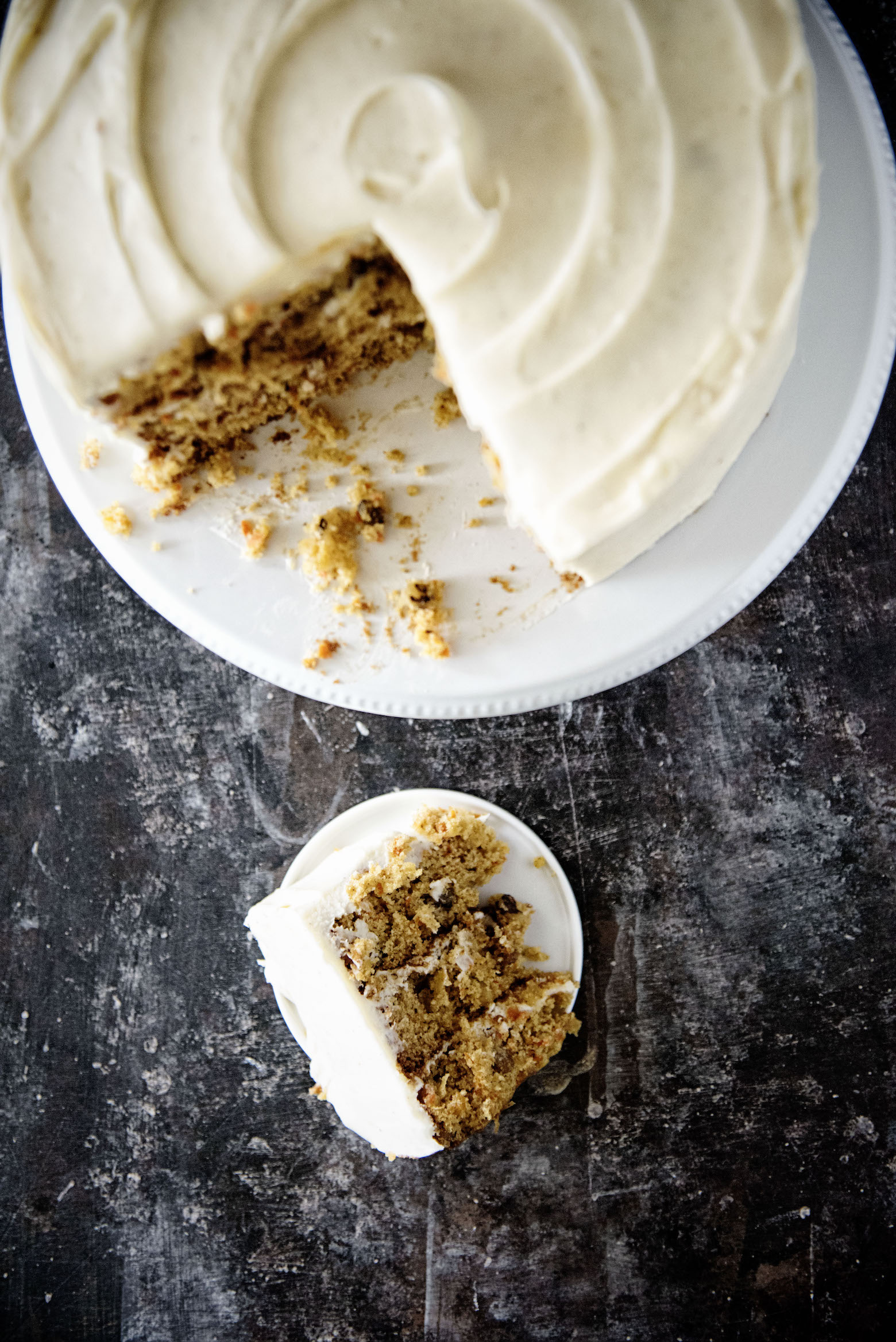 Overhead view of Chai Spice Brown Butter Carrot Cake