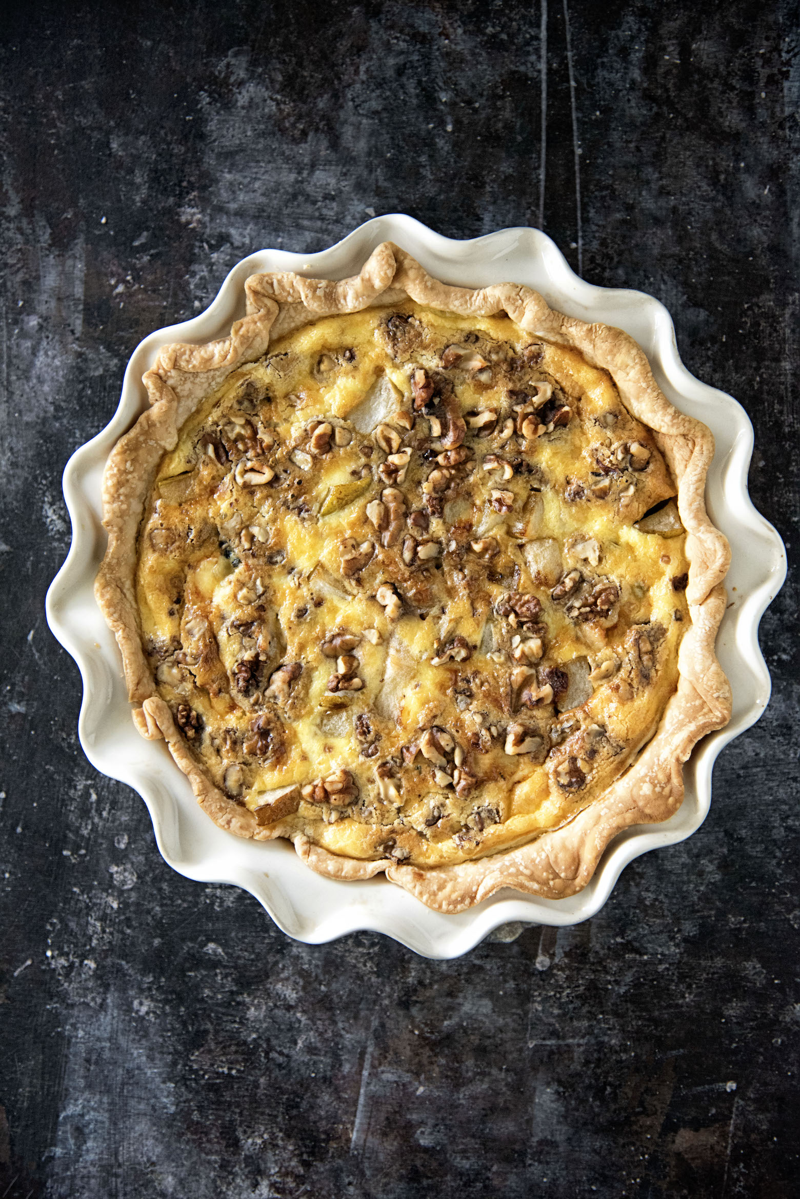 Vegetarian Pear Walnut Oregon Blue Cheese Quiche