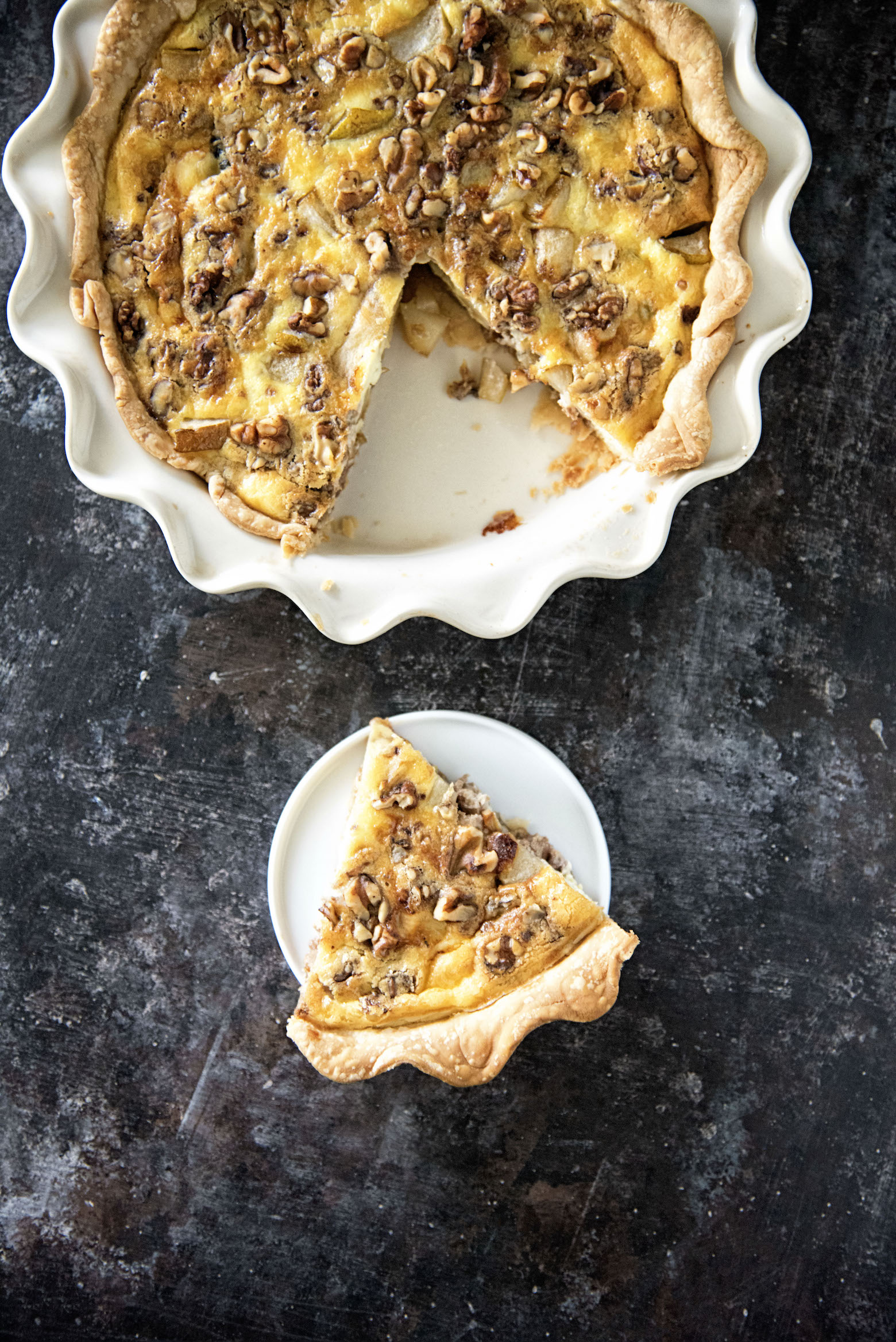 Vegetarian Pear Walnut Oregon Blue Cheese Quiche