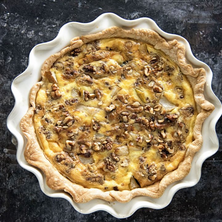 Vegetarian Pear Walnut Oregon Blue Cheese Quiche