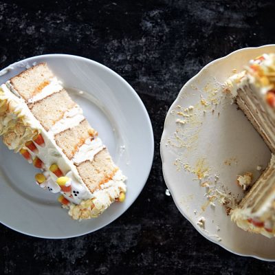 Candy Corn Layer Cake #HalloweenTreatsWeek