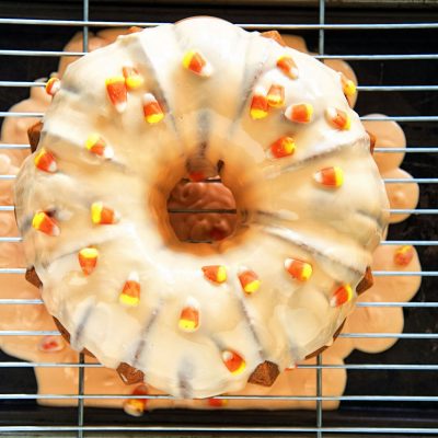Candy Corn Pound Cake #HalloweenTreatsWeek