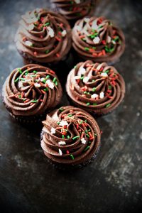 Chocolate Bourbon Eggnog Cupcakes