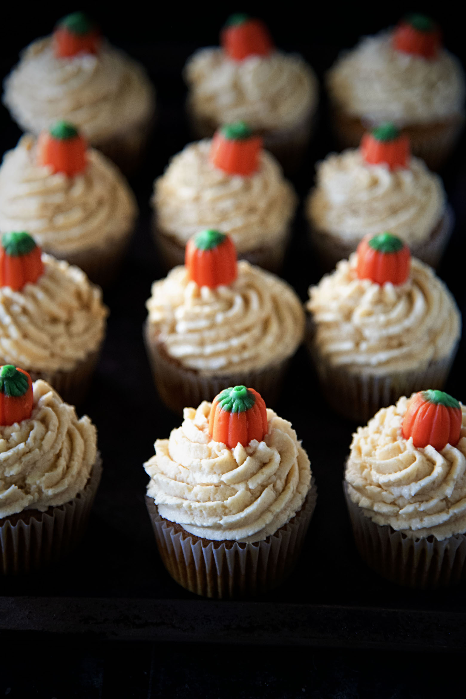 Salted Caramel Frosted Pumpkin Cupcakes