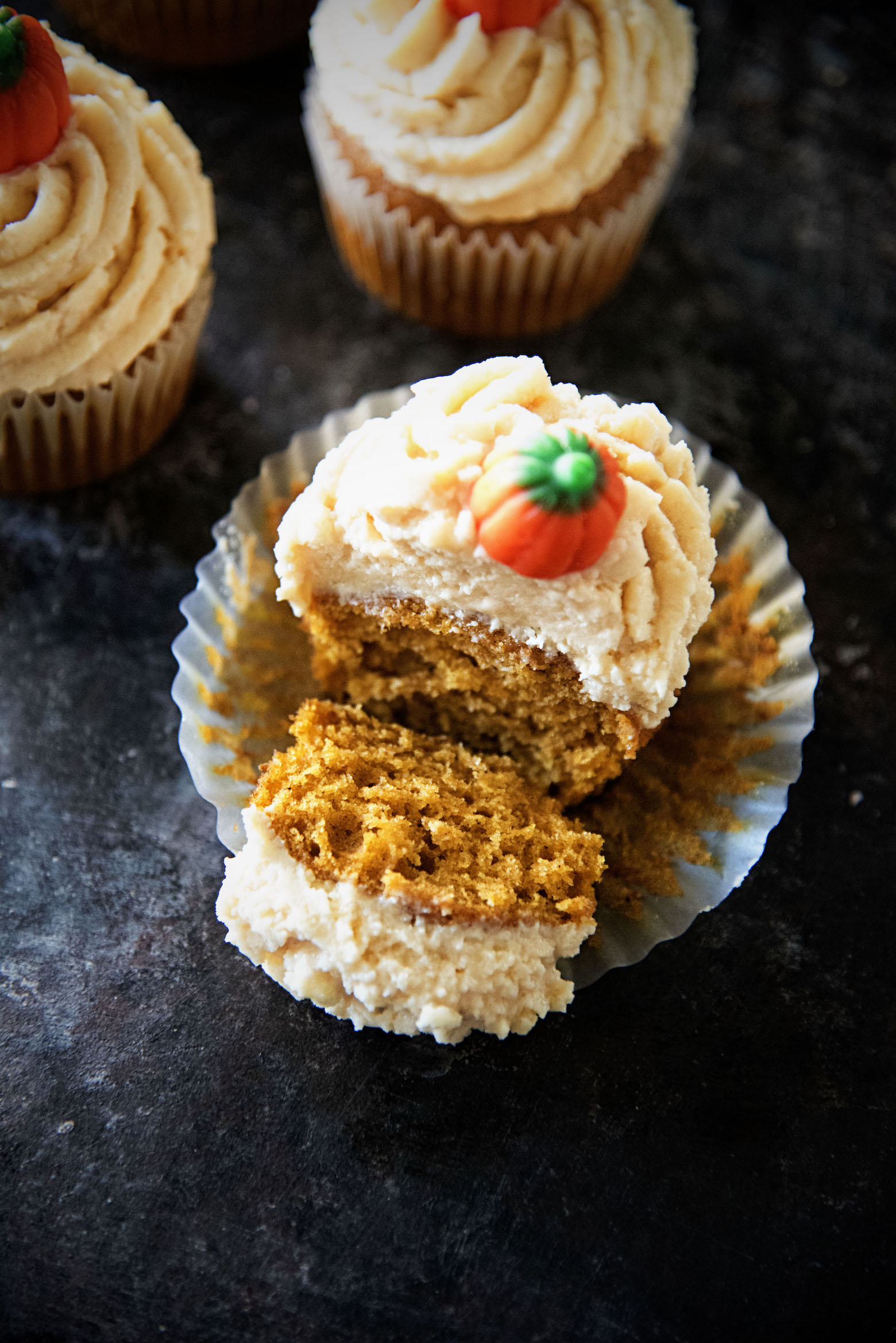 Salted Caramel Frosted Pumpkin Cupcakes