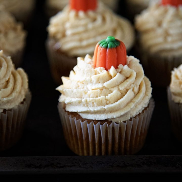 Salted Caramel Frosted Pumpkin Cupcakes
